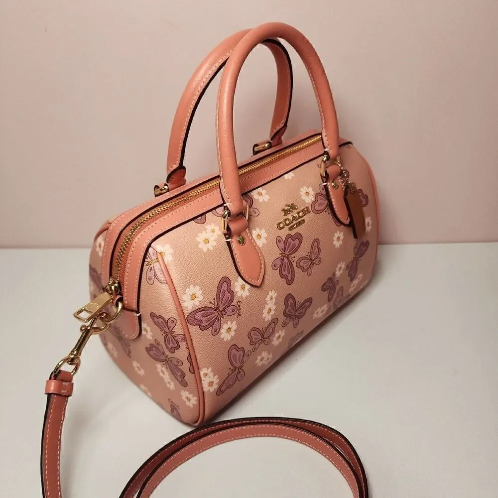 NWT COACH CH214 Lovely Butterfly Rowan Satchel Crossbody Canvas Leather - Picture 4 of 8
